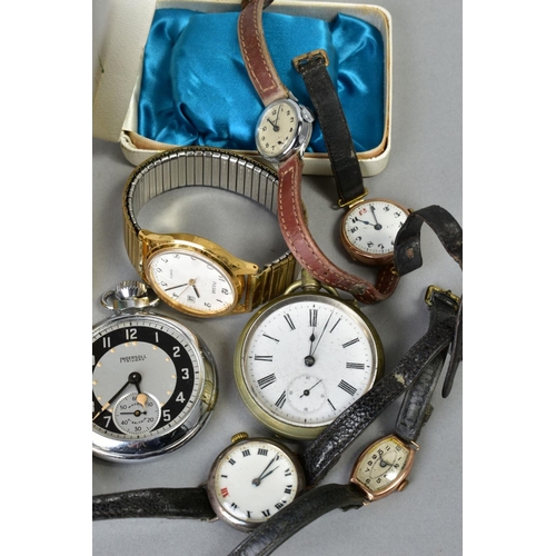 93 - A MISCELLANEOUS COLLECTION OF ITEMS, to include mostly watches, four early 20th century gold ladies ... 