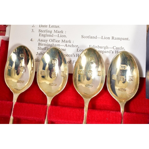 101 - A CASED SET OF FOUR ELIZABETH II SILVER JUBILEE TEASPOONS, bearing commemorative hallmarks, Birmingh... 