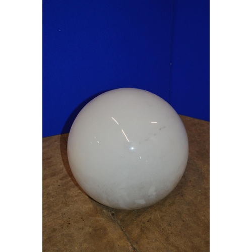 1063 - A BOX CONTAINING FOUR OPAQUE WHITE GLASS SPHERICAL CEILING LIGHT FITTINGS, approximate diameter 30cm... 