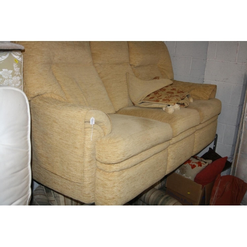 1100 - A BEIGE UPHOLSTERED THREE SEATER SETTEE, width 192cm