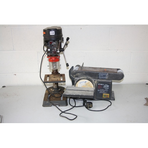 1106 - A PERFORMANCE POWER PILLAR DRILL (PAT pass but motor stalling), a Performance power belt and disc sa... 