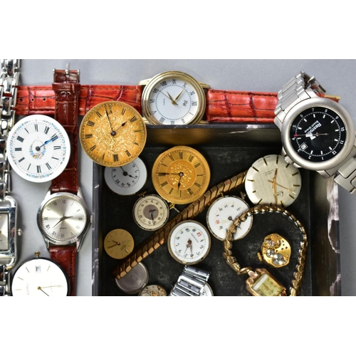 116 - A COLLECTION OF WATCHES AND WATCH PARTS, to include mostly wristwatches with quartz movements, toget... 