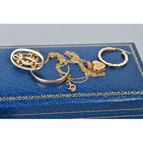 125 - A SELECTION OF ITEMS, to include a ladies 9ct gold case Garrard watch, with faux crocodile skin blac... 