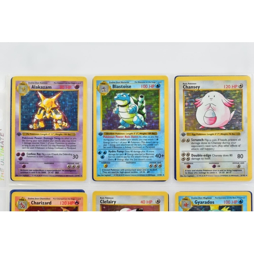 1600 - COMPLETE FIRST EDITION SHADOWLESS POKEMON CARDS BASE SET, complete set of one hundred and two cards,... 