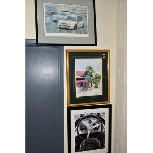 172 - MOTORING INTEREST, pictures comprising two Steve Theodorou signed prints, 'Maserati A6-34 Cockpit' a... 