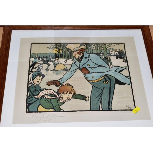 174 - CECIL ALDIN, five signed prints depicting fishing, coach driving, ice skating, shooting and hunting,... 