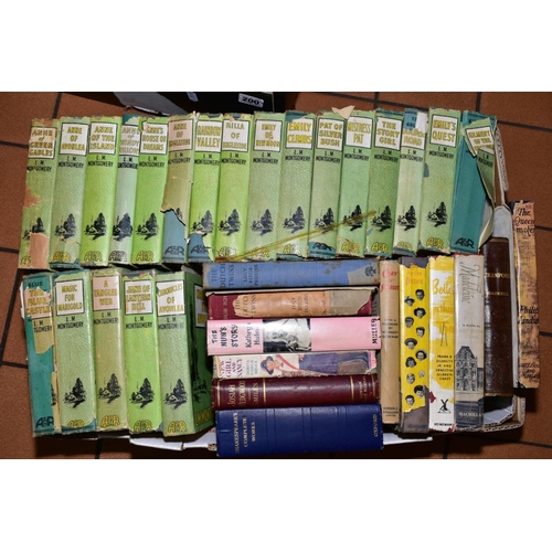 200 - THREE BOXES OF BOOKS AND SUNDRIES to include collection L.M.Montgomery books (covers distressed), tw... 