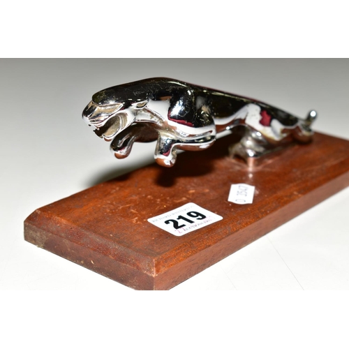 219 - A JAGUAR CAR BONNET MASCOT, chrome leaping Jaguar figure, marked '7/10091/1WBB' to underside, some m... 