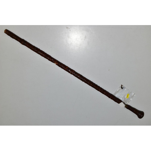 225 - A LEATHER BOUND SWORD STICK, possibly Indian origin, blade length 56cm, overall length 90cm, (condit... 