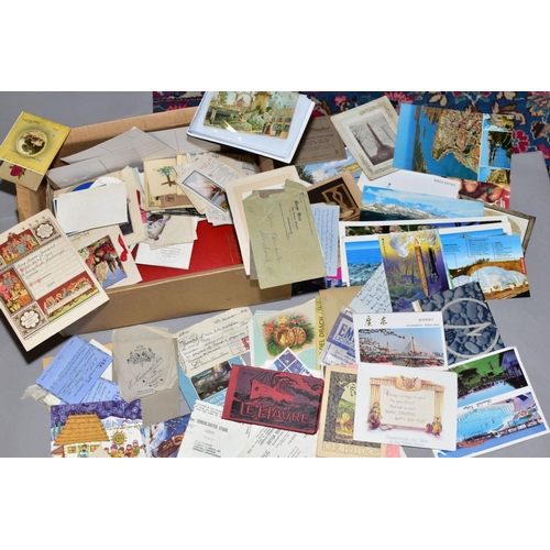 226 - TWO BOXES OF EPHEMERA containing a mixture of postcards, greeting cards and photographs, mainly from... 