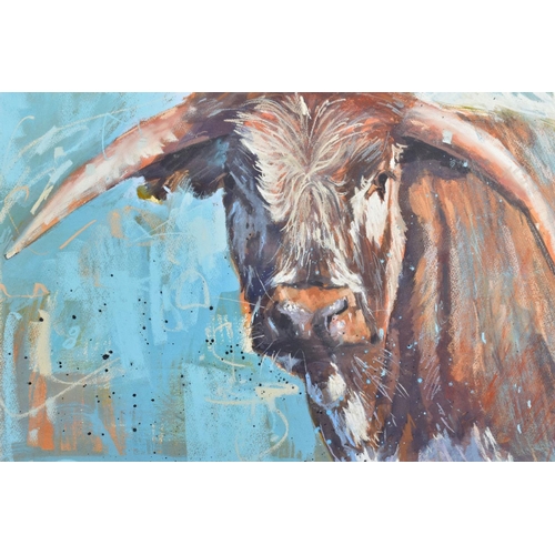 314 - JAMES BARTHOLOMEW R.S.M.A (BRITISH CONTEMPORARY) 'LONGHORN' a pastel study of a Longhorn Cow, signed... 