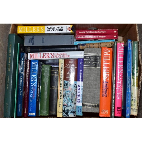 344 - SEVEN BOXES OF BOOKS etc, subjects to include Antique Reference books, Millers Guides, Auction catal... 