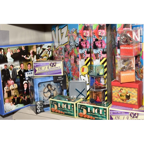 374 - NOVELTY TOYS AND GAMES ETC, to include Beano card games and puzzles, Downtown Abbey playing cards, R... 