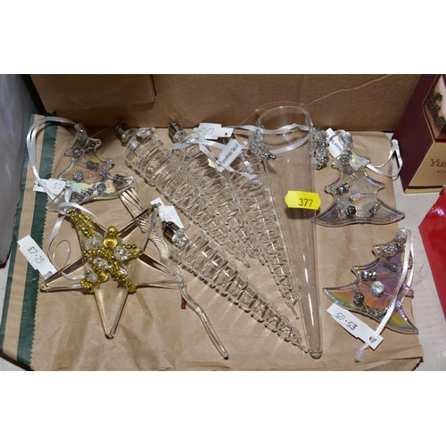 377 - CHRISTMAS ITEMS to include electric LED angel decorations, assorted wreaths, Christmas tree decorati... 