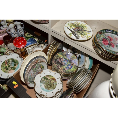 383 - FIVE BOXES AND LOOSE CERAMICS, GLASS etc, to include Collectors plates, Royal Doulton 'Country Deliv... 