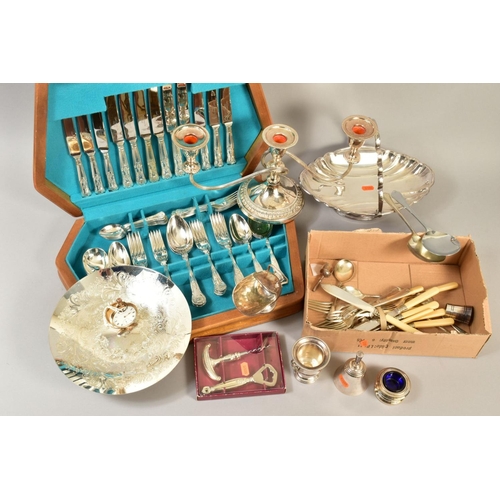 106 - A GROUP OF SILVER PLATE etc, including a Thomas Russell & Sons of Liverpool gold plated pocket watch... 