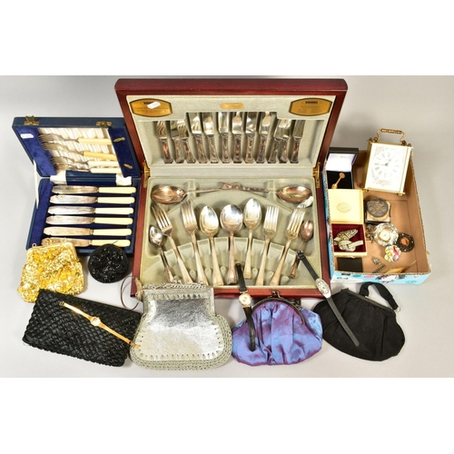 112 - A VINERS FORTY FOUR PIECE CANTEEN OF SILVER PLATED CUTLERY, Harley Elegance pattern, a box of costum... 