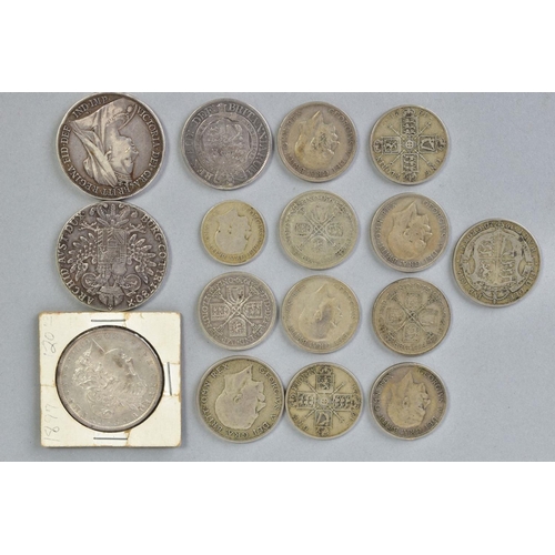 149 - A BOX OF SILVER COINAGE to include a George III 1817 halfcrown, a 1899 crown, other crown size coins... 