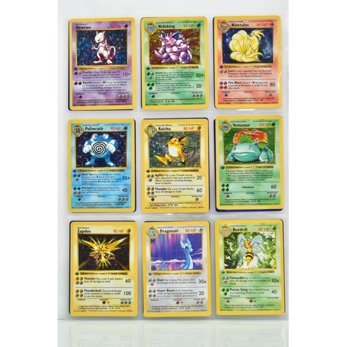 1600 - COMPLETE FIRST EDITION SHADOWLESS POKEMON CARDS BASE SET, complete set of one hundred and two cards,... 