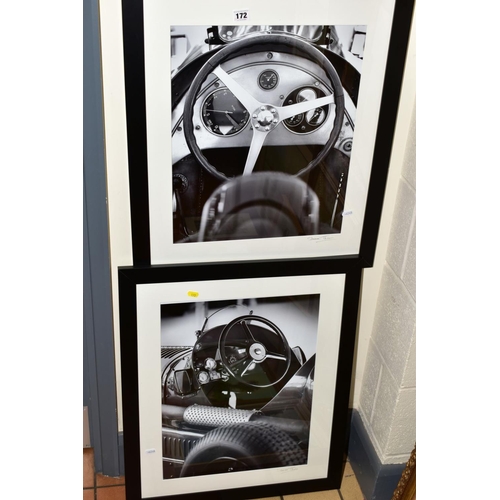 172 - MOTORING INTEREST, pictures comprising two Steve Theodorou signed prints, 'Maserati A6-34 Cockpit' a... 