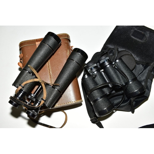 180 - A PAIR OF LIEBERMAN AND GORTZ 21 X 47 BINOCULARS, some wear and paint loss, in distressed leather ca... 