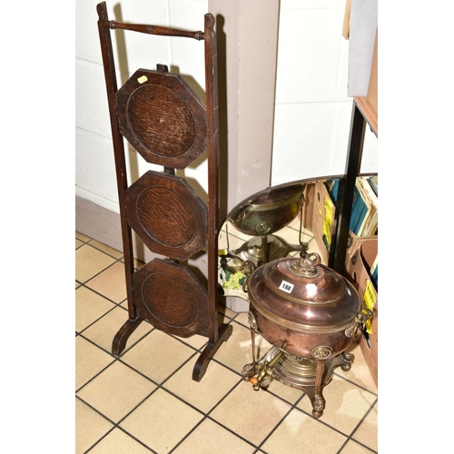 188 - FOUR BOXES AND LOOSE SUNDRY ITEMS, to include a copper and brass samovar, approximate height 41cm, t... 