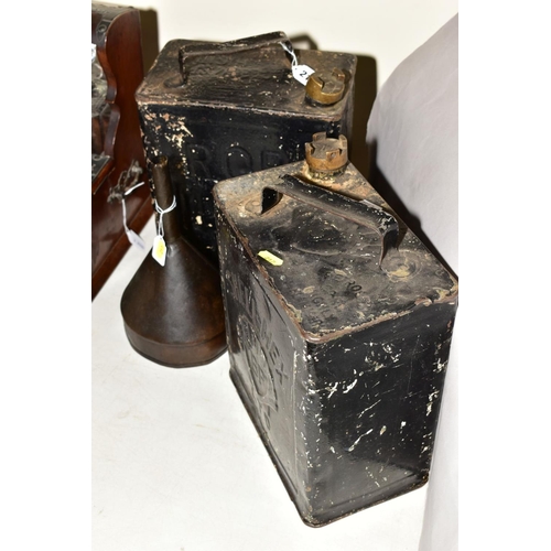 217 - AN R.O.P. (RUSSIAN OIL PRODUCTS) TWO GALLON PETROL CAN, with a similar Shell-Mex B.P. Can, both have... 