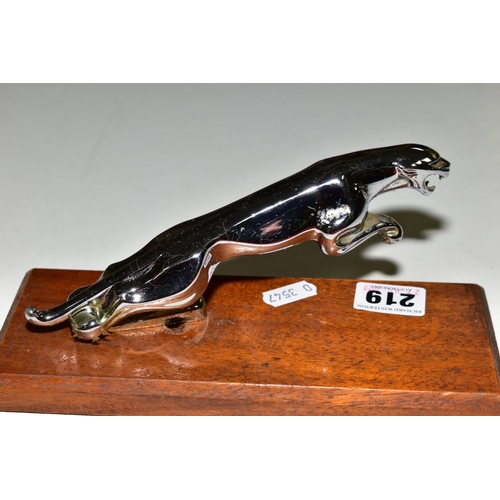 219 - A JAGUAR CAR BONNET MASCOT, chrome leaping Jaguar figure, marked '7/10091/1WBB' to underside, some m... 