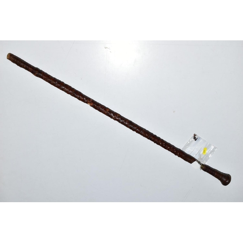 225 - A LEATHER BOUND SWORD STICK, possibly Indian origin, blade length 56cm, overall length 90cm, (condit... 