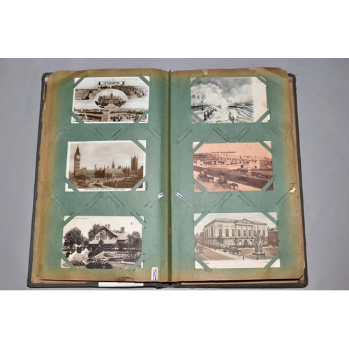 232 - A COLLECTION OF ONE HUNDRED AND SIXTY FIVE POSTCARDS in an old album, the cards are mainly of a topo... 