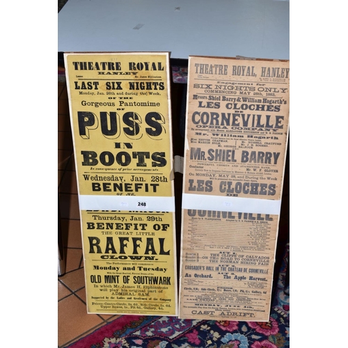 248 - TWO VINTAGE THEATRE ROYAL - HANLEY POSTERS from 1877 and 1883, shows featured are Puss in Boots and ... 