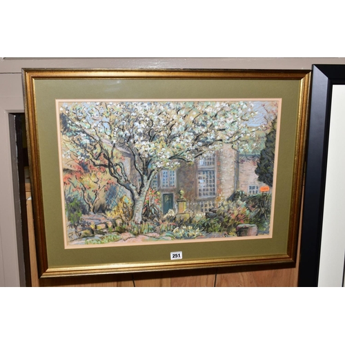 251 - ANNA M HOTCHKIS (1885-1984) 'THE PEAR TREE, BROUGHTON HOUSE' a house and gardens, signed lower right... 