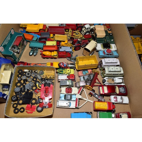 253 - A QUANTITY OF UNBOXED AND ASSORTED PLAYWORN DIECAST VEHICLES, to include Dinky Supertoys, Leyland/Al... 