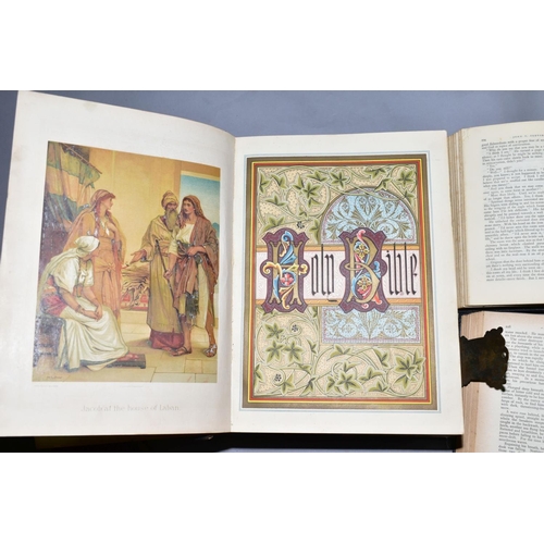 255 - A LEATHER BOUND HOLY BIBLE WITH GILT MOUNTS TO THE CORNERS, edited by Rev John Eadie with full colou... 