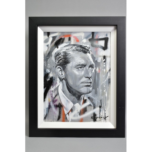 306 - ZINKSY (BRITISH CONTEMPORARY) 'CARY GRANT' a portrait of the iconic movie star, signed bottom right,... 