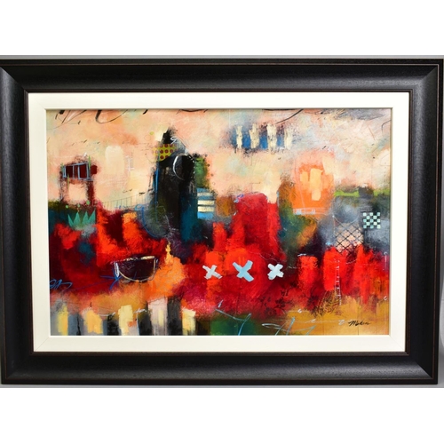 317 - JOHN AND ELLI MILAN (AMERICAN CONTEMPORARY) a colourful abstract composition, signed bottom right, m... 