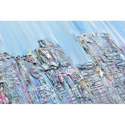 319 - CARL SCANES (BRITISH 1961) 'CITY SKYLINE IV' a London cityscape across the Thames, signed lower left... 