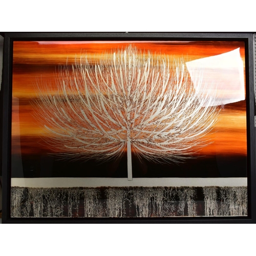 322 - NAKISA SEIKA (JAPANESE 1974) 'SUNSET GOLD IV' a stylised tree against an orange sky, signed bottom r... 