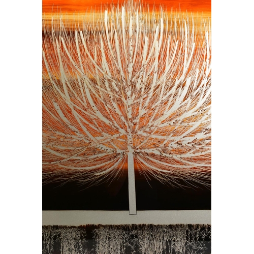 322 - NAKISA SEIKA (JAPANESE 1974) 'SUNSET GOLD IV' a stylised tree against an orange sky, signed bottom r... 