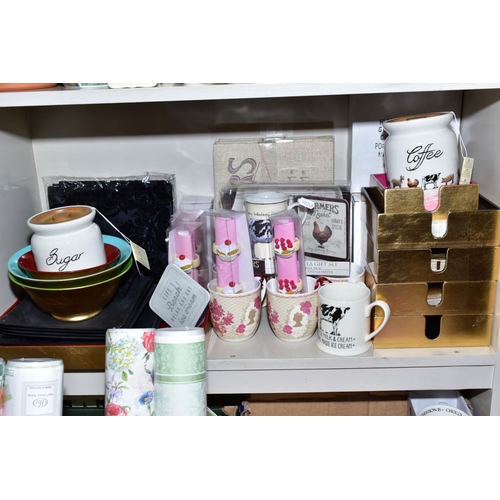 343 - KITCHEN/TABLE WARES etc, to include Scrabble letter mugs, storage jars, serviette holders, novelty t... 