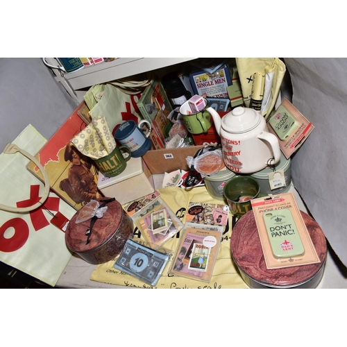 362 - MODERN ADVERTISING MEMORABILIA to include tin teapot and mugs, boxed sets of 'Carry On' film mugs, r... 