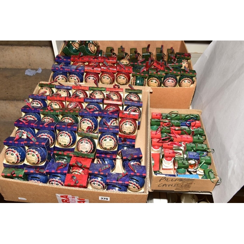 370 - CHRISTMAS THEMED ITEMS comprising named money box Christmas tree decorations and named snow globe Ch... 