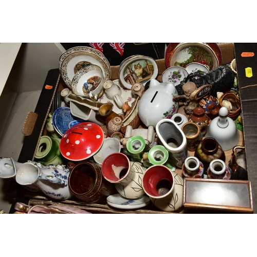 383 - FIVE BOXES AND LOOSE CERAMICS, GLASS etc, to include Collectors plates, Royal Doulton 'Country Deliv... 