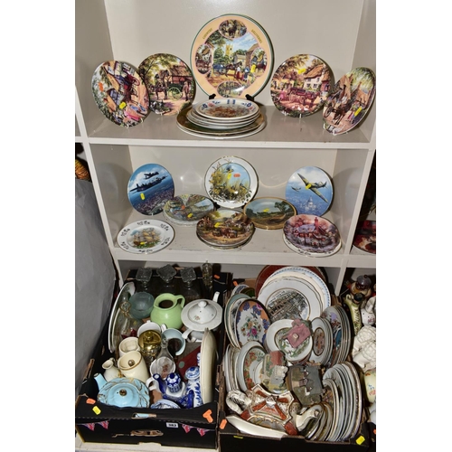 383 - FIVE BOXES AND LOOSE CERAMICS, GLASS etc, to include Collectors plates, Royal Doulton 'Country Deliv... 