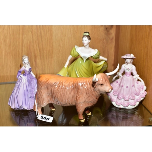 508 - A BESWICK HIGHLAND COW, with Royal Doulton 'Lynne' HN2329, Coalport Beau Monde Collection 'Christine... 