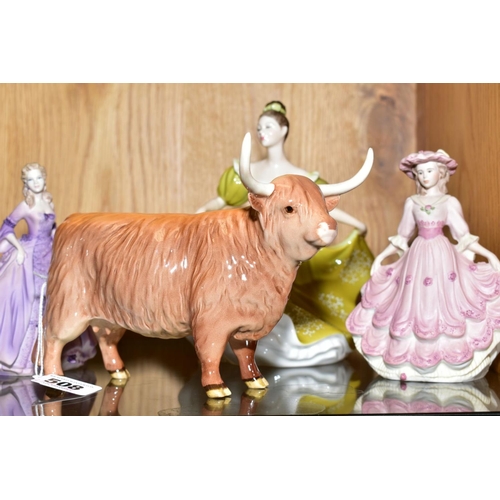 508 - A BESWICK HIGHLAND COW, with Royal Doulton 'Lynne' HN2329, Coalport Beau Monde Collection 'Christine... 