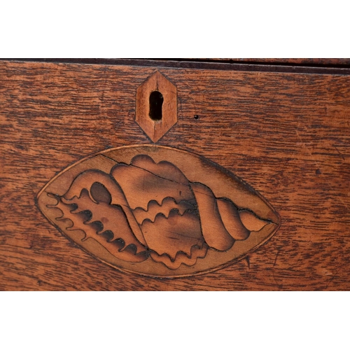 52 - A GEORGE III MAHOGANY AND SATINWOOD INLAID TEA CADDY OF CUBE FORM, circa 1785, the hinged lid and fr... 