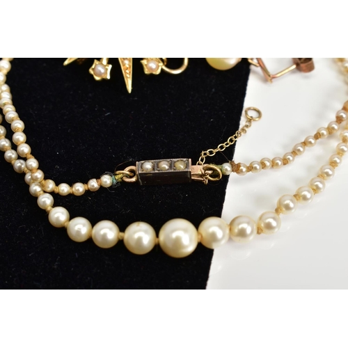 6 - A MISCELLANEOUS PEARL COLLECTION to include a cultured akoya graduated pearl necklace strung knotted... 