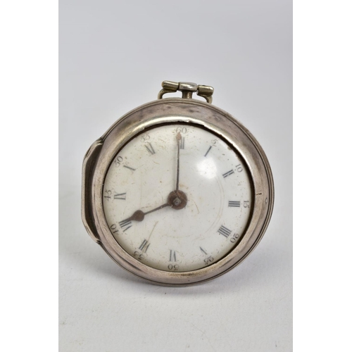 75 - A PEAR CASED POCKET WATCH, of circular design with a white Roman numeral dial, fusee movement, movem... 