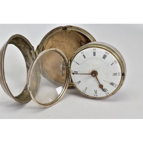 75 - A PEAR CASED POCKET WATCH, of circular design with a white Roman numeral dial, fusee movement, movem... 